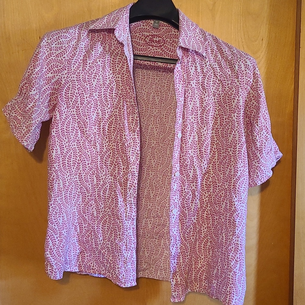 Pink Plant Patterned Button Up